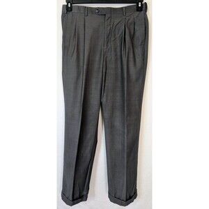 Roundtree & Yorke Mens Gray Pleated Dress Pants 34x31